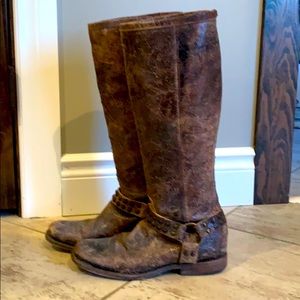 Frye distressed leather riding boots